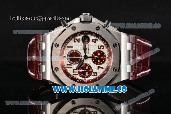 Audemars Piguet Royal Oak Offshore 2014 New Chrono Swiss Valjoux 7750 Automatic Steel Case with White Dial and Red Arabic Numeral Markers - 1:1 Original (J12) - Click Image to Close